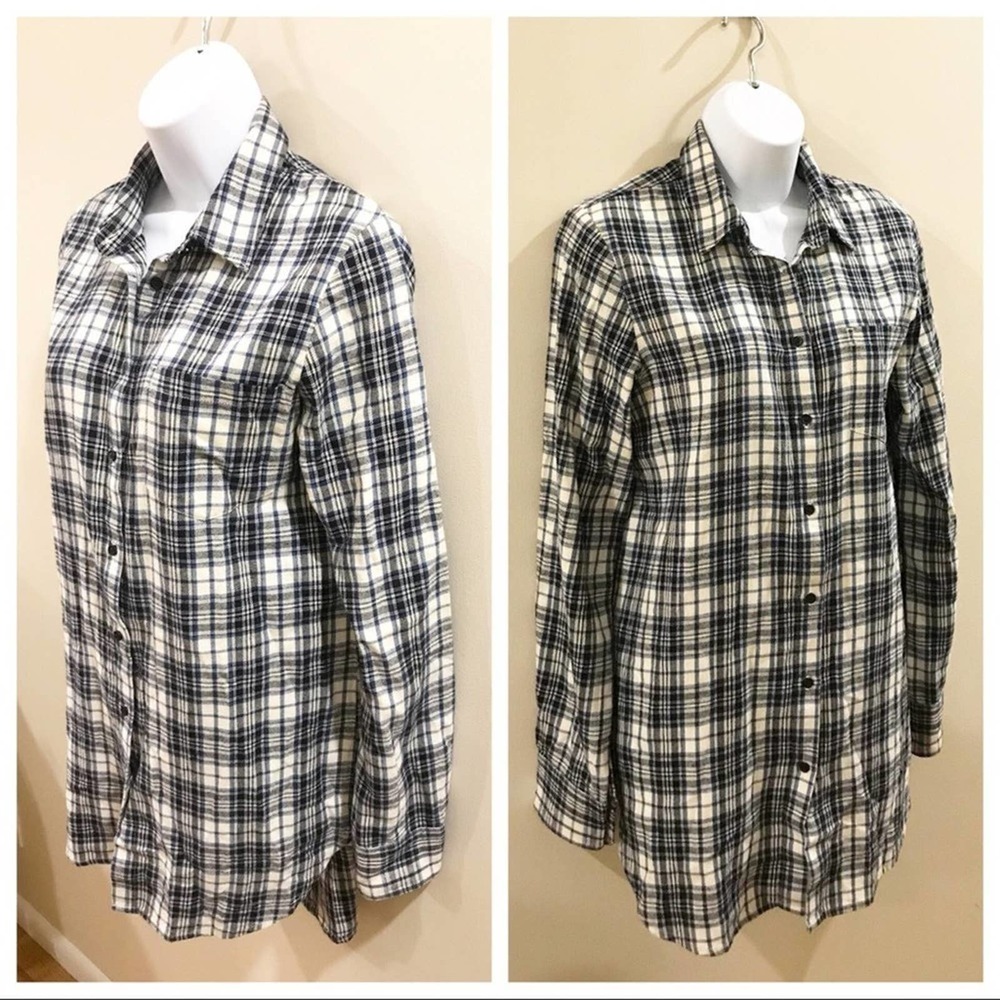 Madewell Flannel Oversized Ex Boyfriend Top Size S - Picture 4 of 12